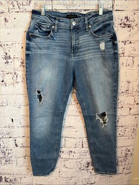 Silver Jeans Women's Distressed Medium Blue Boyfriend Jeans